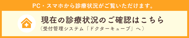 現在の診療状況のご確認はこちら（診療予約・受付管理システム「ドクターキューブ」へ）